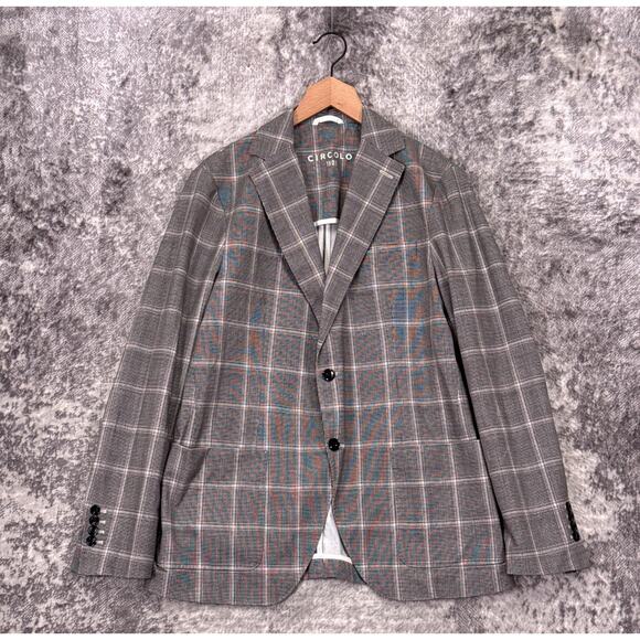 Circolo 1901 Blazer IT 52 / US 42 Mens Gray Plaid Performance Cool Cotton Jacket - Picture 1 of 11